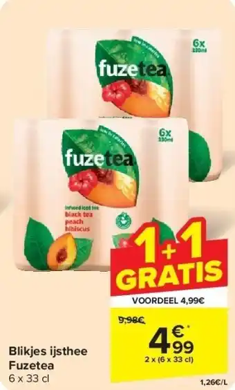 Carrefour Blikjes ijsthee Fuzetea aanbieding