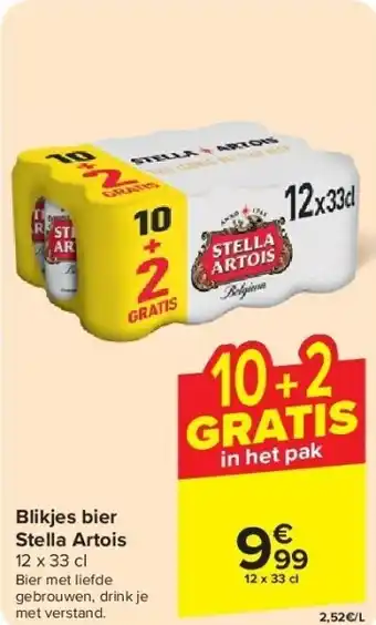 Carrefour Blikjes bier Stella Artois aanbieding