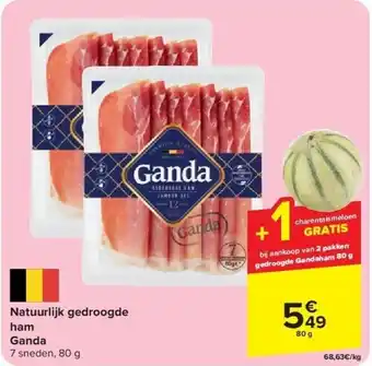 Carrefour Natuurlijk gedroogde ham Ganda aanbieding