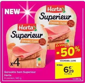 Carrefour Gerookte ham Superieur Herta aanbieding