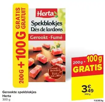 Carrefour Gerookte spekblokjes Herta aanbieding