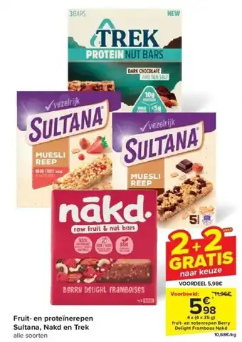 Fruit- en proteïnerepen Sultana, Nakd en Trek