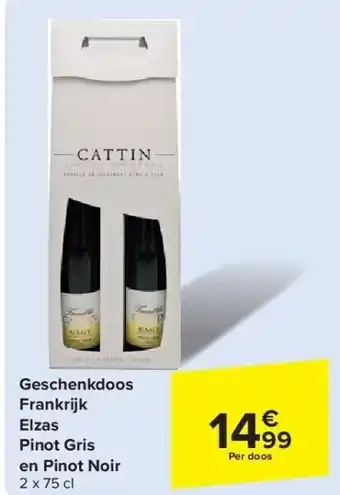 Carrefour Geschenkdoos Frankrijk Elzas Pinot Gris en Pinot Noir aanbieding