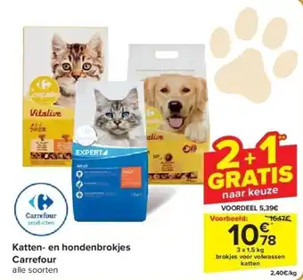 Carrefour Katten- en hondenbrokjes Carrefour aanbieding