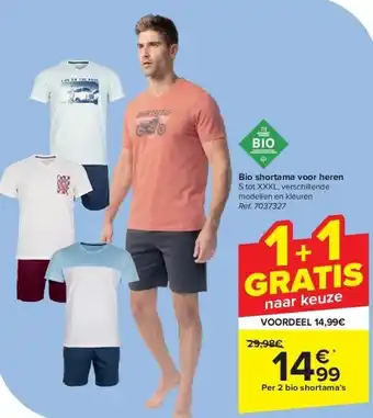 Carrefour Bio shortama voor heren aanbieding
