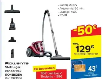 Carrefour Stofzuiger zonder zak RO4B63EA aanbieding