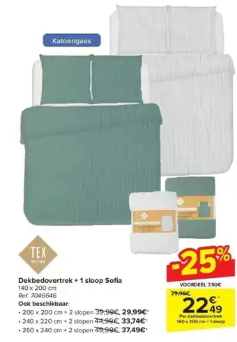 Carrefour Dekbedovertrek + 1 sloop Sofi a aanbieding
