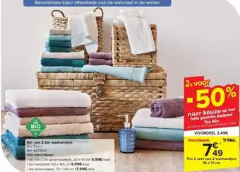 Carrefour Set van 2 bio washandjes aanbieding