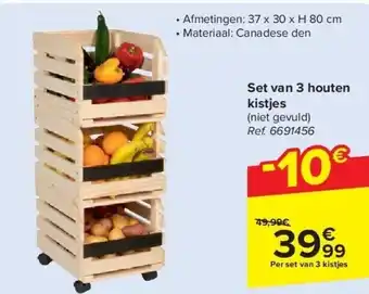 Carrefour Set van 3 houten kistjes aanbieding