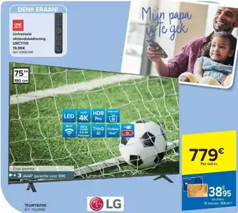 Carrefour LG 75UR76006 UHD 4K HDR LED TV aanbieding