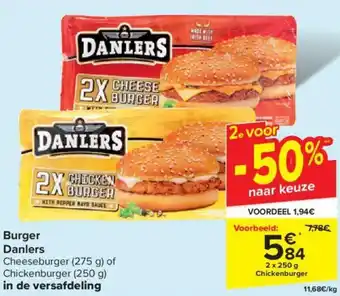 Carrefour Danlers Burger 2 x 250g aanbieding