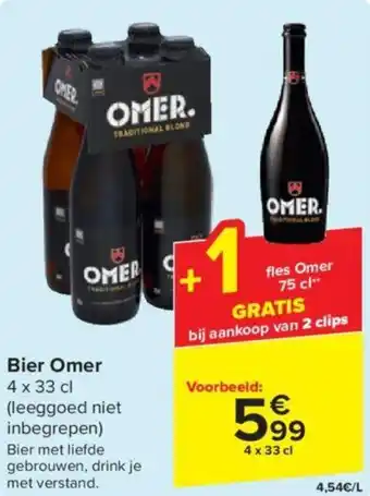 Carrefour Omer Bier 4 x 33 cl aanbieding