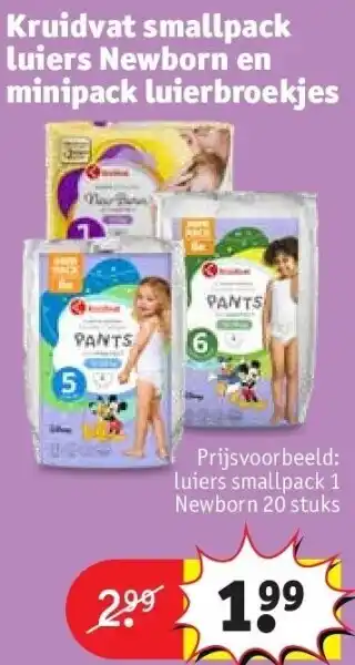Kruidvat Kruidvat smallpack luiers Newborn en minipack luierbroekjes aanbieding