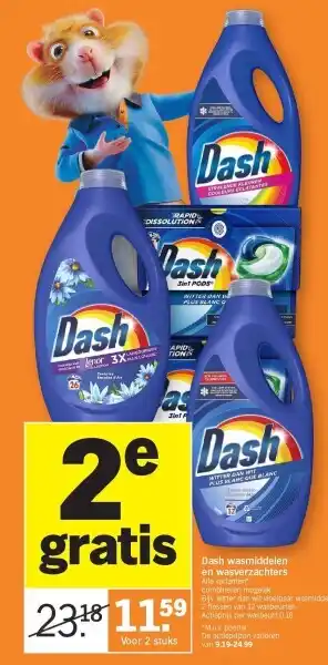 Albert Heijn Dash wasmiddelen en wasverzachters aanbieding