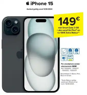 iPhone 15 Per smartphone zonder abonnement