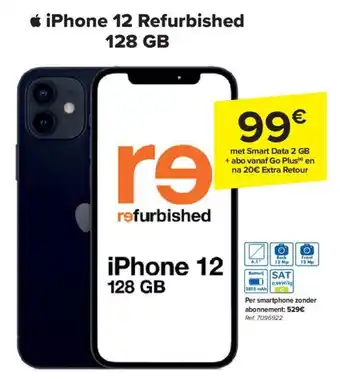 Carrefour iPhone 12 Refurbished 128 GB Per smartphone zonder abonnement aanbieding