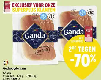 Delhaize Ganda Gedroogde ham 9 sneden 120g aanbieding
