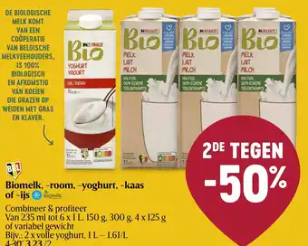 Delhaize Biomelk, -room, -yoghurt, -kaas of -ijs aanbieding