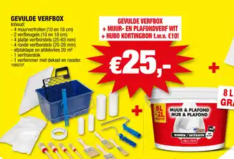 Hubo GEVULDE VERFBOX + + MUUR- EN PLAFONDVERF WIT + KORTINGBON t aanbieding