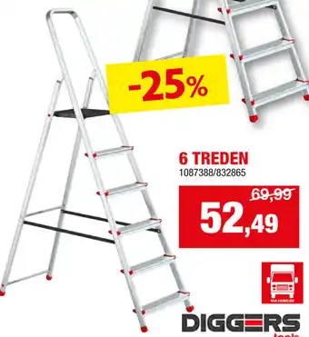 Hubo DIGGERS TRAPLADDER 6 TREDEN aanbieding