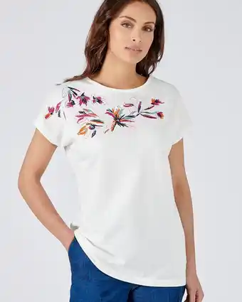 Damart T-shirt maille jersey pur coton biologique brodé aanbieding
