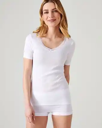 Damart Lot de 2 T-shirts manches courtes pur coton peigné biologique aanbieding