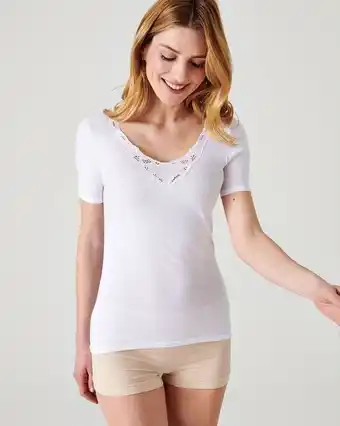 Damart T-shirt Manches courtes pur coton peigné biologique aanbieding