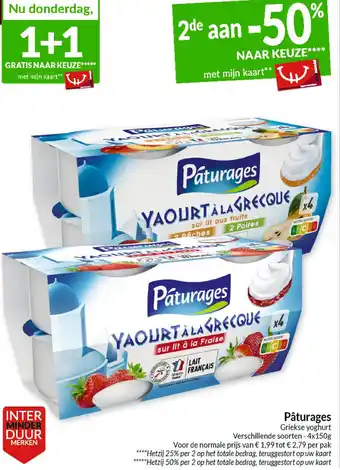 Intermarché Pâturages Griekse yoghurt 4 x 150g aanbieding