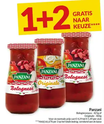 Intermarché Panzani Bolognesesaus-425g of Originale - 400g aanbieding