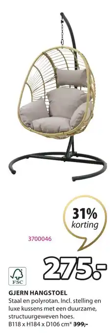 Jysk GJERN HANGSTOEL aanbieding