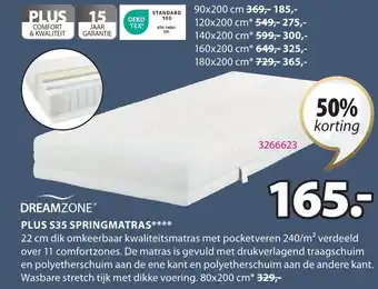 Jysk DREAMZONE PLUS S35 SPRING MATRAS aanbieding