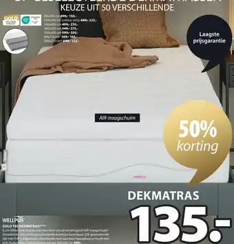 Jysk WELLPUR GOLD T65 DEKMATRAS aanbieding
