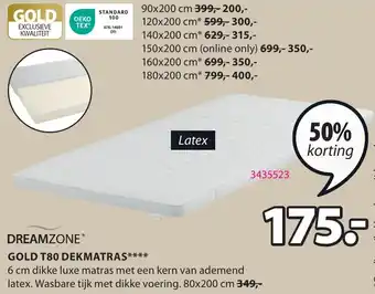 Jysk DREAMZONE GOLD T80 DEKMATRAS aanbieding