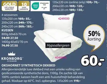 Jysk KRONBORG OKSHORNET SYNTHETISCH DEKBED aanbieding