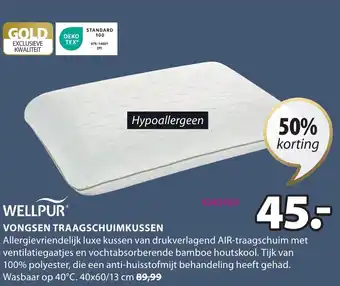 Jysk WELLPUR VONGSEN TRAAGSCHUIMKUSSEN aanbieding