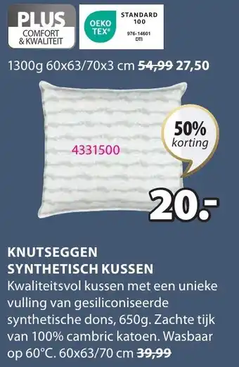 Jysk KNUTSEGGEN SYNTHETISCH KUSSEN aanbieding