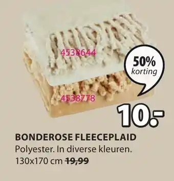 Jysk BONDEROSE FLEECEPLAID aanbieding
