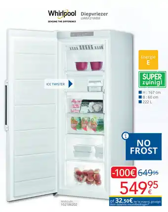 Eldi Whirlpool Diepvriezer UW6F2YWBIF aanbieding
