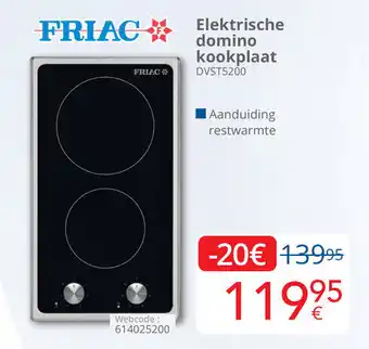 Eldi FRIAC Elektrische domino kookplaat DVST5200 aanbieding