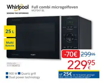 Eldi Whirlpool Full combi microgolfoven MCP347 BL aanbieding