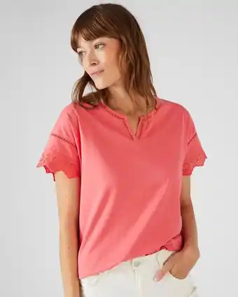 Damart T-shirt broderies anglaises pur coton aanbieding