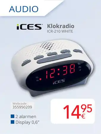 Eldi ICES Klokradio ICR 210 WHITE aanbieding