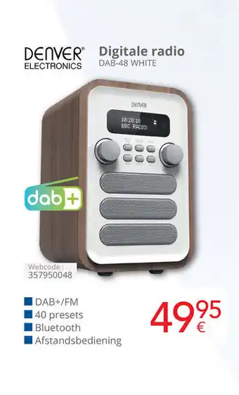 Eldi DENVER Digitale radio DAB 48 WHITE aanbieding