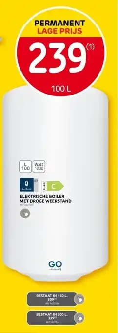 Brico ELEKTRISCHE BOILER MET DROGE WEERSTAND aanbieding
