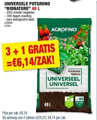 Hubo UNIVERSELE POTGROND “BIONATURE” 40 L aanbieding
