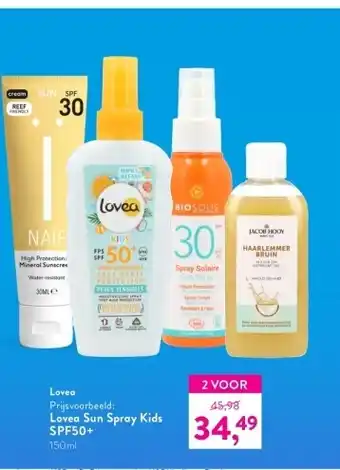 Holland & Barrett Lovea Prijsvoorbeeld: Lovea Sun Spray Kids SPF50+ 150ml aanbieding