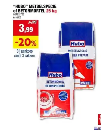 Hubo “HUBO” METSELSPECIE of BETONMORTEL 25 kg aanbieding