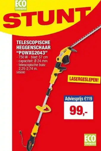 Hubo TELESCOPISCHE HEGGENSCHAAR “POWXG2043” aanbieding