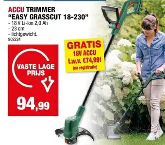 Hubo ACCU TRIMMER “EASY GRASSCUT 18-230” aanbieding