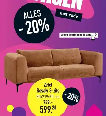 Leen Bakker Zetel Rosaly 3-zits aanbieding